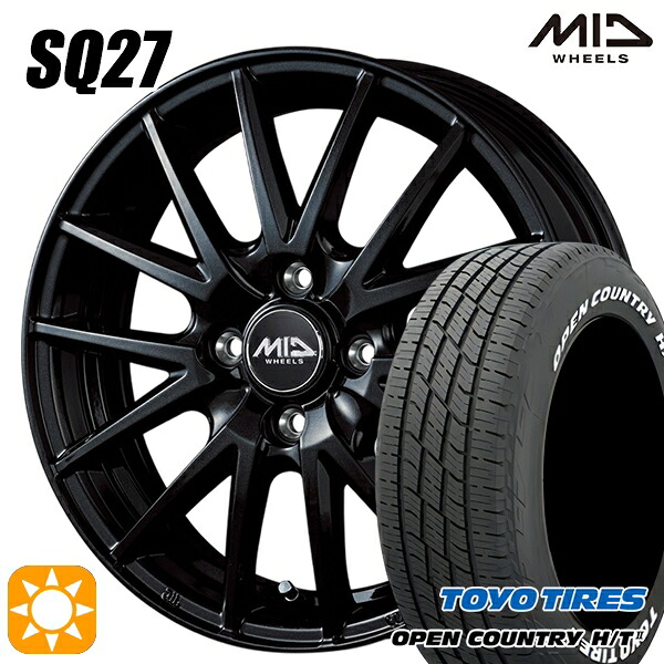 【取付対象】マツダ2 185/65R15 88H トーヨー オープンカントリー H/T2 WL MID シュナイダー SQ27 メタリックブラック 15インチ 5.5J 4H100 +43サマータイヤホイールセット |エムオートギャラリー