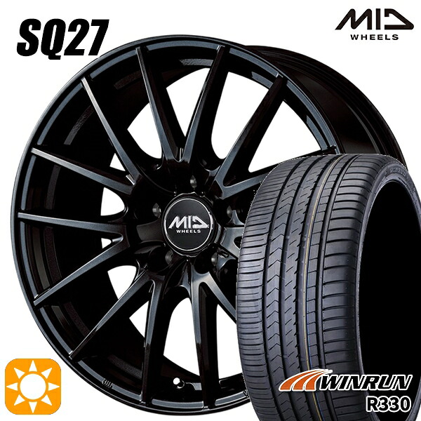 【取付対象】フォレスターSK9/SKE エクストレイル 225/55R17 101W XL ウィンラン R330 MID シュナイダー SQ27 メタリックブラック 17インチ 7.0J 5H114.3 サマータイヤホイールセット |エムオートギャラリー