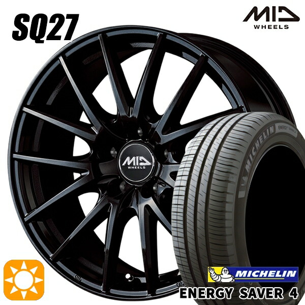 【取付対象】リーフ ノア 205/55R16 94V XL ミシュラン エナジーセイバー4 MID シュナイダー SQ27 メタリックブラック 16インチ 6.5J 5H114.3 サマータイヤホイールセット