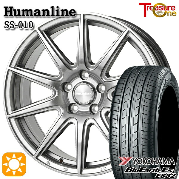 【取付対象】205/60R16 92H ヨコハマ ブルーアース ES32 トレジャーワン ヒューマンライン SS010 ダークグレー 16インチ 6.5J 5H100 +48 サマータイヤホイールセット ｜エムオートギャラリー