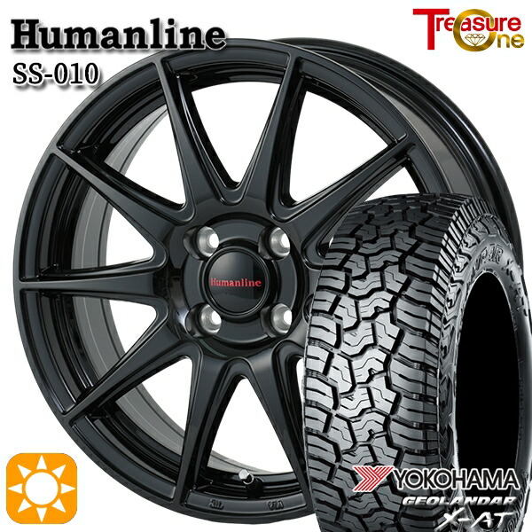 【取付対象】165/60R15 77H ヨコハマ ジオランダーX-AT G016 トレジャーワン ヒューマンライン SS010 ブラック 15インチ 4.5J 4H100 +45 サマータイヤホイールセット
