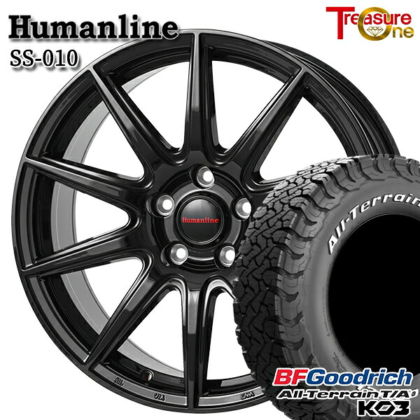 【取付対象】215/70R16 100/97S RWL BFグッドリッチ オールテレーン T/A KO3 トレジャーワン ヒューマンライン SS010 ブラック 16インチ 6.5J 5H114.3 +38/+48/+53 サマータイヤホイールセット