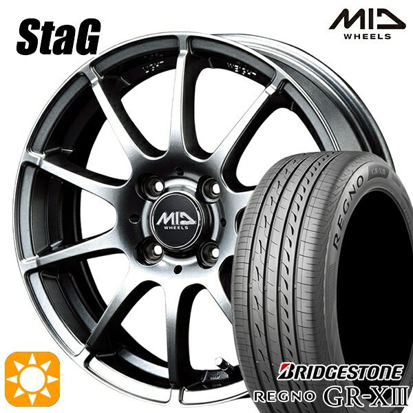 【取付対象】165/55R14 72V ブリヂストン レグノ GR-X3 MID シュナイダー スタッグ メタリックグレー 14インチ 4.5J 4H100 サマータイヤホイールセット ｜エムオートギャラリー