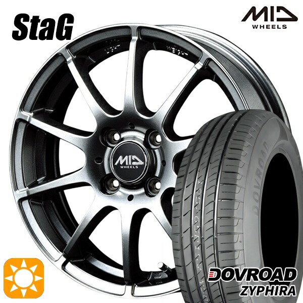 【取付対象】アクア クロスビー 185/55R16 83V DOVROAD ザイファイラ MID シュナイダー スタッグ メタリックグレー 16インチ 6.0J 4H100 サマータイヤホイールセット ｜エムオートギャラリー 47,160円