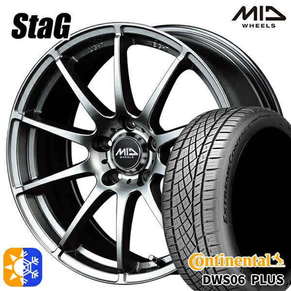 215/40R18 89Y XL コンチネンタル DWS06+ MID シュナイダー スタッグ メタリックグレー 18インチ 7.0J 5H114.3 オールシーズンタイヤホイールセット