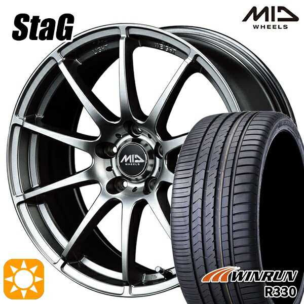 【取付対象】リーフ レヴォーグ 215/50R17 95W XL ウィンラン R330 MID シュナイダー スタッグ メタリックグレー 17インチ 7.0J 5H114.3 サマータイヤホイールセット