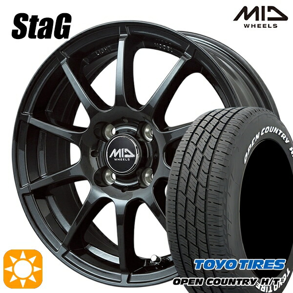 【取付対象】215/70R16 100H トーヨー オープンカントリー H/T2 WL MID シュナイダー スタッグ ストロングガンメタ 16インチ 6.0J 4H100 サマータイヤホイールセット