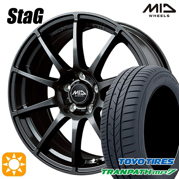 【取付対象】215/55R17 94V トーヨー トランパス mp7 MID シュナイダー スタッグ ストロングガンメタ 17インチ 7.0J 5H100 サマータイヤホイールセット ｜エムオートギャラリー
