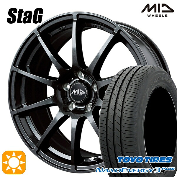 【取付対象】225/45R18 91W トーヨー ナノエナジー3プラス MID シュナイダー スタッグ ストロングガンメタ 18インチ 8.0J 5H114.3 サマータイヤホイールセット ｜エムオートギャラリー