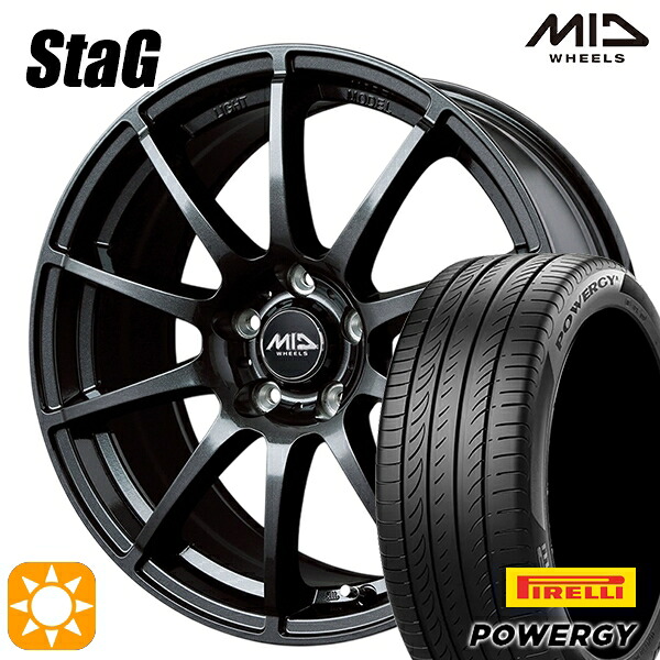 【取付対象】225/60R17 99V ピレリ パワジー MID シュナイダー スタッグ ストロングガンメタ 17インチ 7.0J 5H114.3 サマータイヤホイールセット |エムオートギャラリー