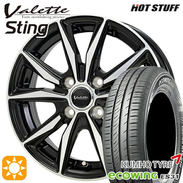 【取付対象】フィット アクア 175/65R15 84H クムホ エコウィング ES31 ホットスタッフ ヴァレット スティング BK/P 15インチ 5.5J 4H100 +45 サマータイヤホイールセット ｜エムオートギャラリー 45,408円