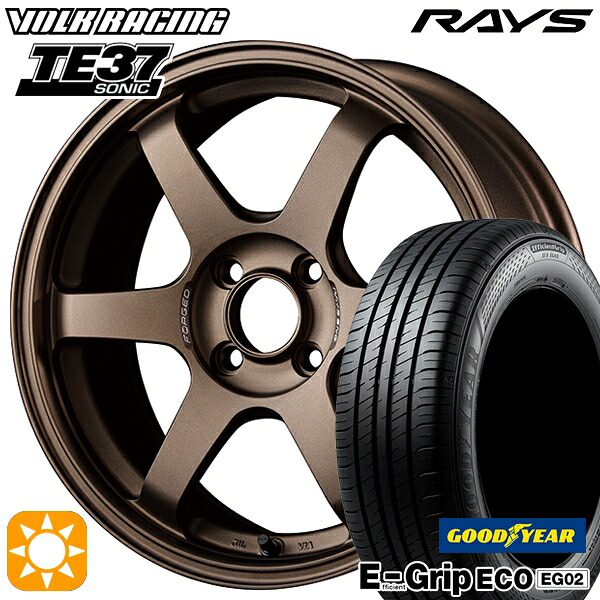 【取付対象】アクア クロスビー 185/55R16 83V グッドイヤー エフィシェントグリップ EG02 RAYS ボルクレーシング TE37 ソニック BR 16インチ 6.0J 4H100 サマータイヤホイールセット ｜エムオートギャラリー