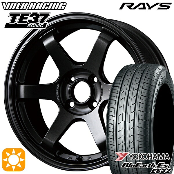 【取付対象】185/55R16 83V ヨコハマ ブルーアース ES32 RAYS ボルクレーシング TE37 ソニック MM 16インチ 6.0J 4H100 サマータイヤホイールセット