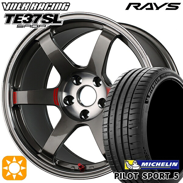 【取付対象】235/50R18 101Y XL ミシュラン パイロットスポーツ5 RAYS ボルクレーシング TE37 サーガSL PG 18インチ 8.5J 5H114.3 サマータイヤホイールセット