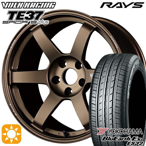【取付対象】215/50R17 95V XL ヨコハマ ブルーアース ES32 RAYS ボルクレーシング TE37 サーガ S-プラス BR 17インチ 7.5J 5H114.3 サマータイヤホイールセット