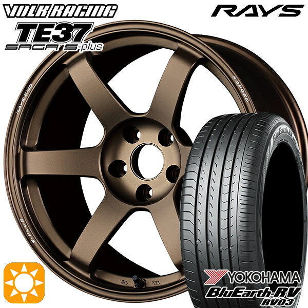 【取付対象】215/60R17 96H ヨコハマ ブルーアース RV03 RAYS ボルクレーシング TE37 サーガ S-プラス BR 17インチ 7.5J 5H100 サマータイヤホイールセット |エムオートギャラリー