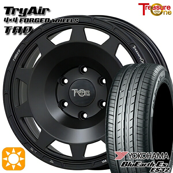 【取付対象】ヴェゼル オデッセイ 215/60R16 95H ヨコハマ ブルーアース ES32 トレジャーワン 鍛造 トライエアー TAD マットブラック 16インチ 7.0J 5H114.3 サマータイヤホイールセット 108,900円