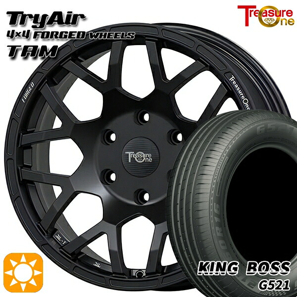 【取付対象】215/60R16 95V キングボス G521 トレジャーワン 鍛造 トライエアー TAM マットブラック 16インチ 7.0J 5H114.3 サマータイヤホイールセット |エムオートギャラリー