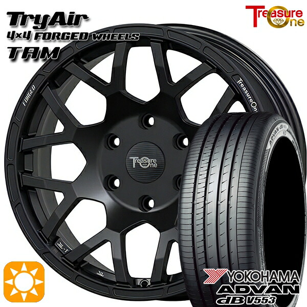 【取付対象】エスティマ ヤリスクロス 215/60R16 95V ヨコハマ アドバンデシベル V553 トレジャーワン 鍛造 トライエアー TAM マットブラック 16インチ 7.0J 5H114.3 サマータイヤホイールセット