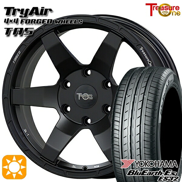 【取付対象】ヴェゼル オデッセイ 215/60R16 95H ヨコハマ ブルーアース ES32 トレジャーワン 鍛造 トライエアー TAS マットブラック 16インチ 7.0J 5H114.3 サマータイヤホイールセット