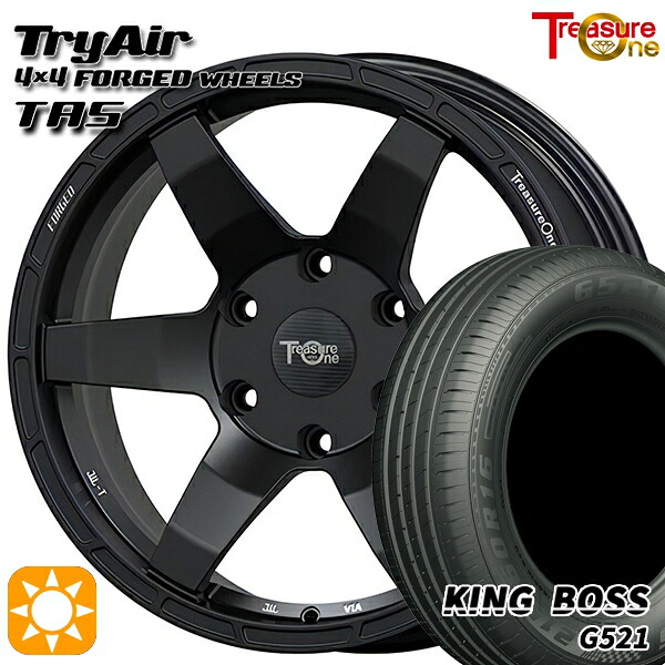 【取付対象】215/60R16 95V キングボス G521 トレジャーワン 鍛造 トライエアー TAS マットブラック 16インチ 7.0J 5H114.3 サマータイヤホイールセット