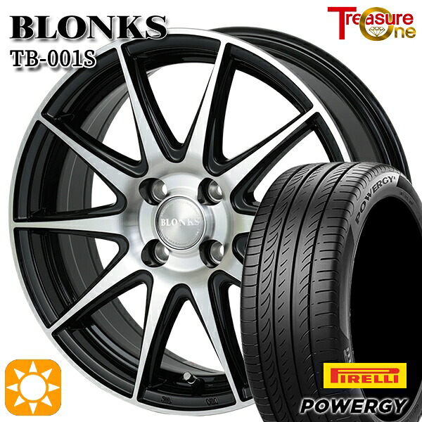【取付対象】アクア ヤリス 185/60R15 84H ピレリ パワジー トレジャーワン ブロンクス TB001S ブラックポリッシュ 15インチ 5.5J 4H100 +38/+45 サマータイヤホイールセット |エムオートギャラリー
