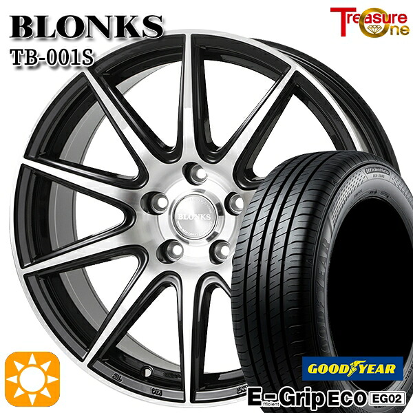 【取付対象】エスティマ ヤリスクロス 215/60R16 95H グッドイヤー エフィシェントグリップ EG02 トレジャーワン ブロンクス TB001S ブラックポリッシュ 16インチ 6.5J 5H114.3 +38/+48/+53 サマータイヤホイールセット