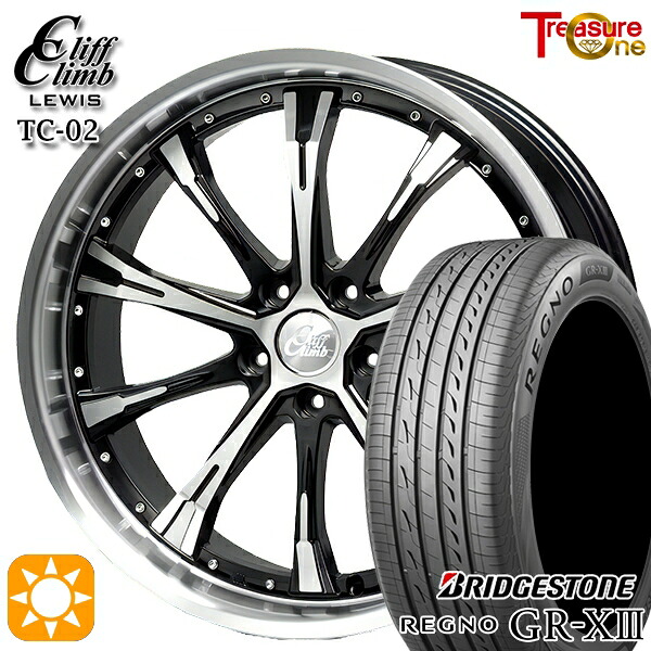 【取付対象】ウィッシュ カローラスポーツ 205/50R17 89V ブリヂストン レグノ GR-X3 トレジャーワン クリフクライムルイス TC02 ブラックポリッシュ 17インチ 7.0J 5H100 サマータイヤホイールセット |エムオートギャラリー