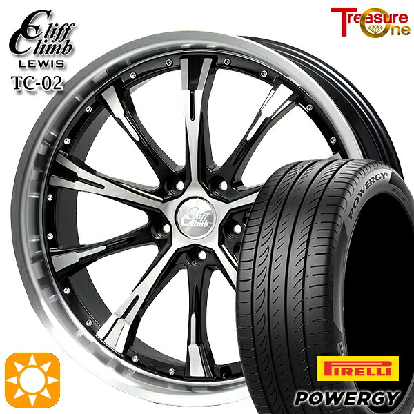 【取付対象】225/40R19 93W XL ピレリ パワジー トレジャーワン クリフクライムルイス TC02 ブラックポリッシュ 19インチ 8.0J 5H114.3 サマータイヤホイールセット |エムオートギャラリー