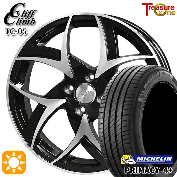【取付対象】195/65R16 92H ミシュラン プライマシー4プラス トレジャーワン クリフクライム TC05 ブラックポリッシュ 16インチ 6.0J 4H100 サマータイヤホイールセット 65,010円