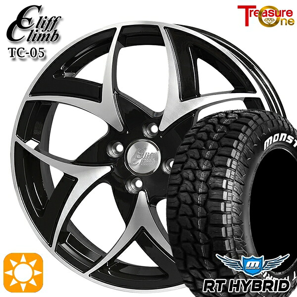 【取付対象】165/65R14 83S XL RWL モンスタ RTハイブリッド トレジャーワン クリフクライム TC05 ブラックポリッシュ 14インチ 4.5J 4H100 サマータイヤホイールセット