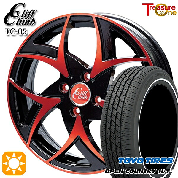【取付対象】155/65R14 75H トーヨー オープンカントリー H/T2 WR トレジャーワン クリフクライム TC05 ブラックポリッシュレッドクリア 14インチ 4.5J 4H100 サマータイヤホイールセット |エムオートギャラリー