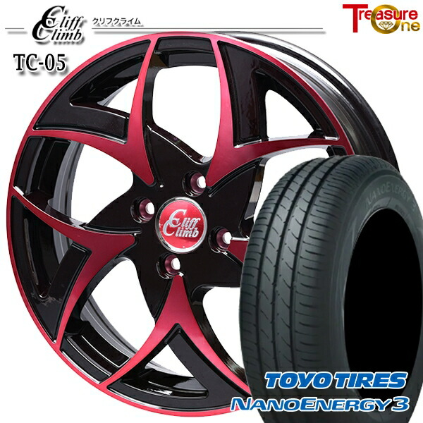 【取付対象】エブリィワゴン 165/60R14 75H トーヨー ナノエナジー3 トレジャーワン クリフクライム TC05 ブラックポリッシュレッドクリア 14インチ 4.5J 4H100 サマータイヤホイールセット 40,820円