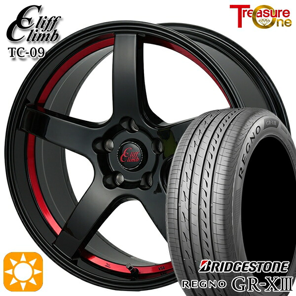 【取付対象】インプレッサXV フォレスターSH 225/55R17 97W ブリヂストン レグノ GR-X3 トレジャーワン クリフクライム TC09 ブラックレッドアンダーカット 17インチ 7.0J 5H100 サマータイヤホイールセット |エムオートギャラリー