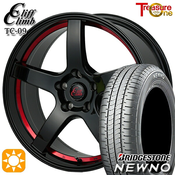 【取付対象】225/45R18 95W XL ブリヂストン ニューノ トレジャーワン クリフクライム TC09 ブラックレッドアンダーカット 18インチ 7.0J 5H114.3 サマータイヤホイールセット