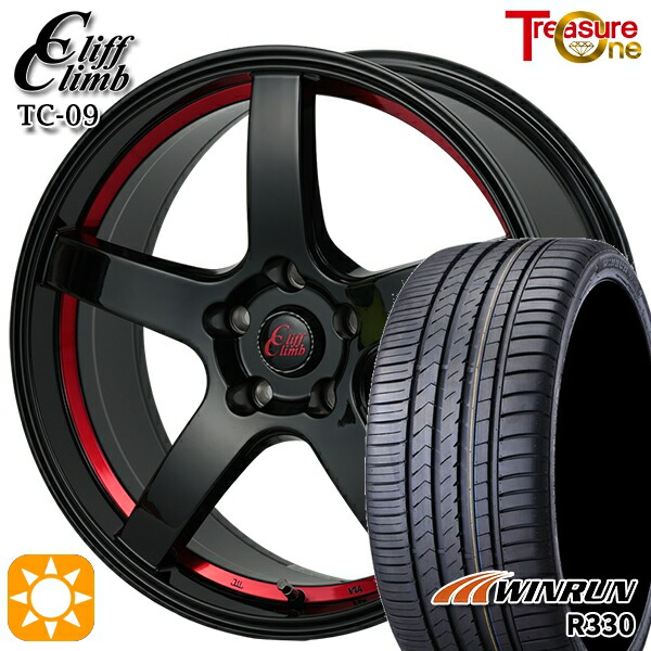【取付対象】アウトランダー エクストレイル 225/55R18 98V ウィンラン R330 トレジャーワン クリフクライム TC09 ブラックレッドアンダーカット 18インチ 7.0J 5H114.3 サマータイヤホイールセット |エムオートギャラリー