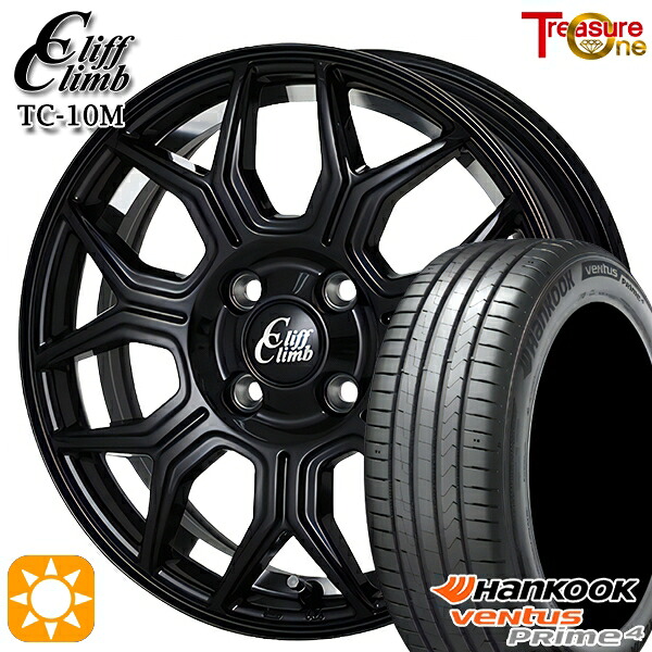 【取付対象】185/55R16 83H ハンコック veNtus PRime4 K135 トレジャーワン クリフクライム TC10M ブラックアンダーカットポリッシュ 16インチ 6.5J 4H100 サマータイヤホイールセット