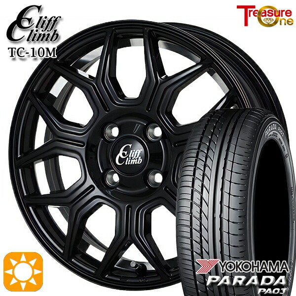 【取付対象】軽トラ 165/55R14C 95/93N ヨコハマ パラダ PA03 トレジャーワン クリフクライム TC10M ブラックアンダーカットポリッシュ 14インチ 4.5J 4H100 サマータイヤホイールセット 45,900円