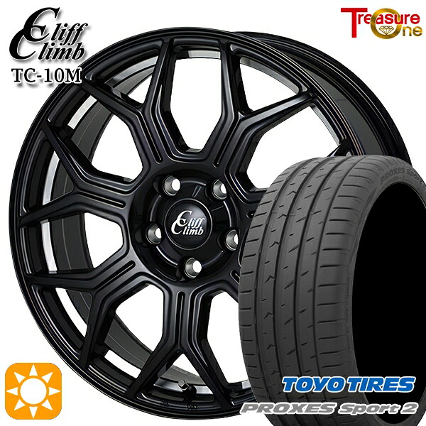 【取付対象】215/45R18 93Y XL トーヨー プロクセススポーツ2 トレジャーワン クリフクライム TC10M ブラックアンダーカットポリッシュ 18インチ 7.0J 5H114.3 サマータイヤホイールセット