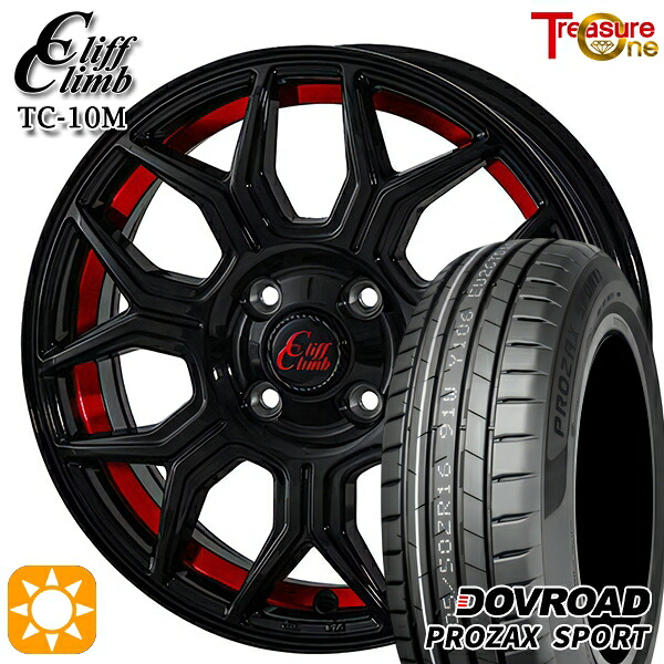 【取付対象】205/45R17 88W XL DOVROAD プロザックススポーツ トレジャーワン クリフクライム TC10M ブラックレッドアンダーカット 17インチ 6.5J 4H100 サマータイヤホイールセット