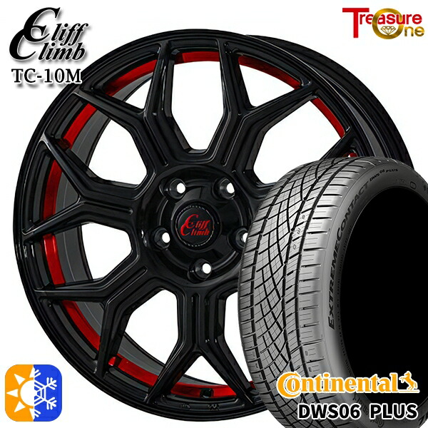 215/40R18 89Y XL コンチネンタル DWS06+ トレジャーワン クリフクライム TC10M ブラックレッドアンダーカット 18インチ 7.0J 5H114.3 オールシーズンタイヤホイールセット