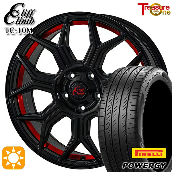 【取付対象】215/45R18 93W XL ピレリ パワジー トレジャーワン クリフクライム TC10M ブラックレッドアンダーカット 18インチ 7.0J 5H114.3 サマータイヤホイールセット