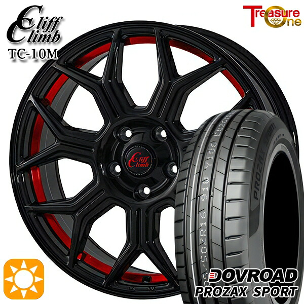 【取付対象】マークX スカイライン 225/45R18 95Y XL DOVROAD プロザックススポーツ トレジャーワン クリフクライム TC10M ブラックレッドアンダーカット 18インチ 8.0J 5H114.3 サマータイヤホイールセット ｜エムオートギャラリー