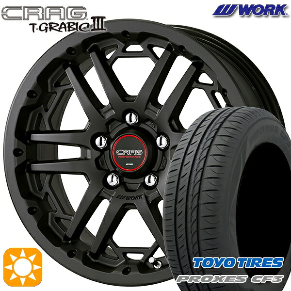 【取付対象】セレナ ラフェスタ 195/60R16 89H トーヨー プロクセス CF3 WORK クラッグ ティーグラビック3 マットブラック 16インチ 7.0J 5H114.3 サマータイヤホイールセット