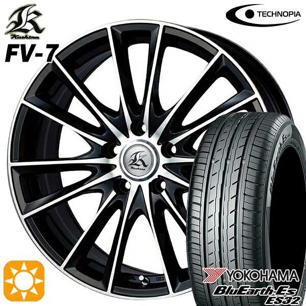 【取付対象】225/55R18 98V ヨコハマ ブルーアース ES32 テクノピア カシーナ FV7 ブラックポリッシュ 18インチ 7.0J 5H114.3 サマータイヤホイールセット ｜エムオートギャラリー