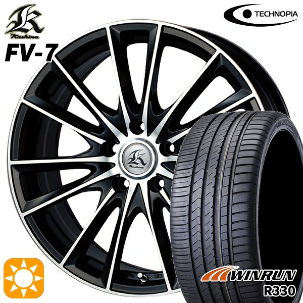 【取付対象】215/35R18 84W XL ウィンラン R330 テクノピア カシーナ FV7 ブラックポリッシュ 18インチ 7.0J 5H114.3 サマータイヤホイールセット