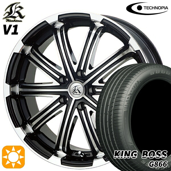 【取付対象】215/50R17 95W XL キングボス G866 テクノピア カシーナ V1 ブラックポリッシュ 17インチ 7.0J 5H114.3 サマータイヤホイールセット
