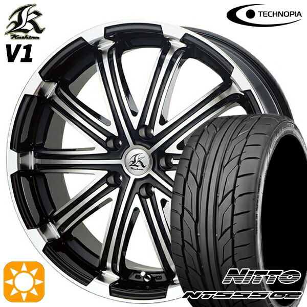 【取付対象】225/35R19 88Y XL ニットー NT555 G2 テクノピア カシーナ V1 ブラックポリッシュ 19インチ 8.0J 5H114.3 サマータイヤホイールセット