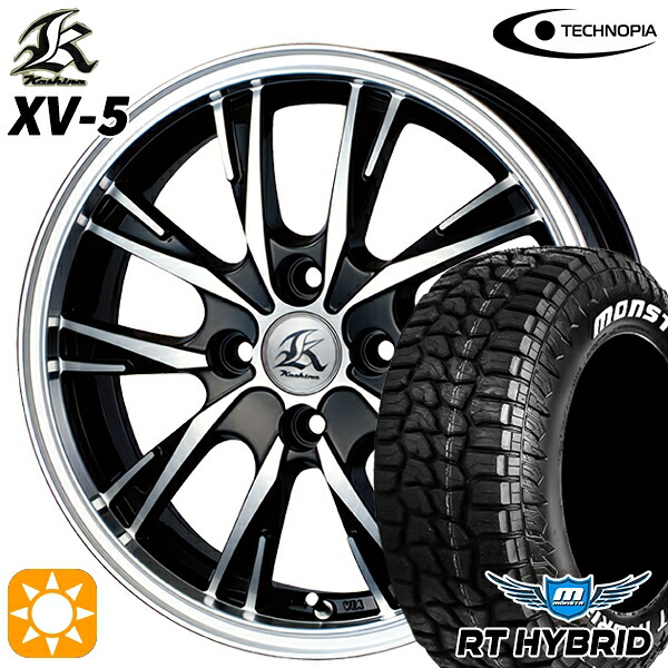 【取付対象】155/65R14 81S XL RWL モンスタ RTハイブリッド テクノピア カシーナ XV5 ブラックポリッシュ 14インチ 4.5J 4H100 サマータイヤホイールセット ｜エムオートギャラリー