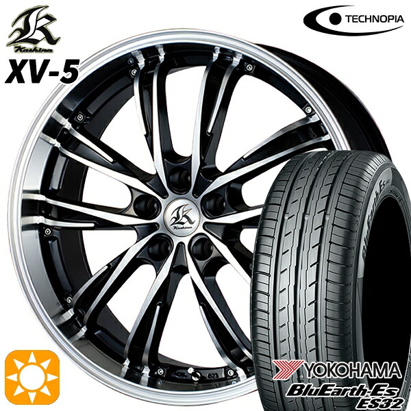 【取付対象】225/55R18 98V ヨコハマ ブルーアース ES32 テクノピア カシーナ XV5 ブラックポリッシュ 18インチ 7.5J 5H114.3 サマータイヤホイールセット ｜エムオートギャラリー 90,805円